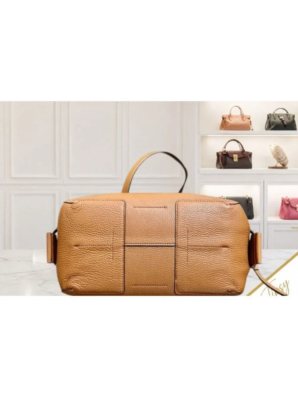 AUTHENTIC TORY BURCH CAMEL BROWN PERRY SATCHEL HANDBAG